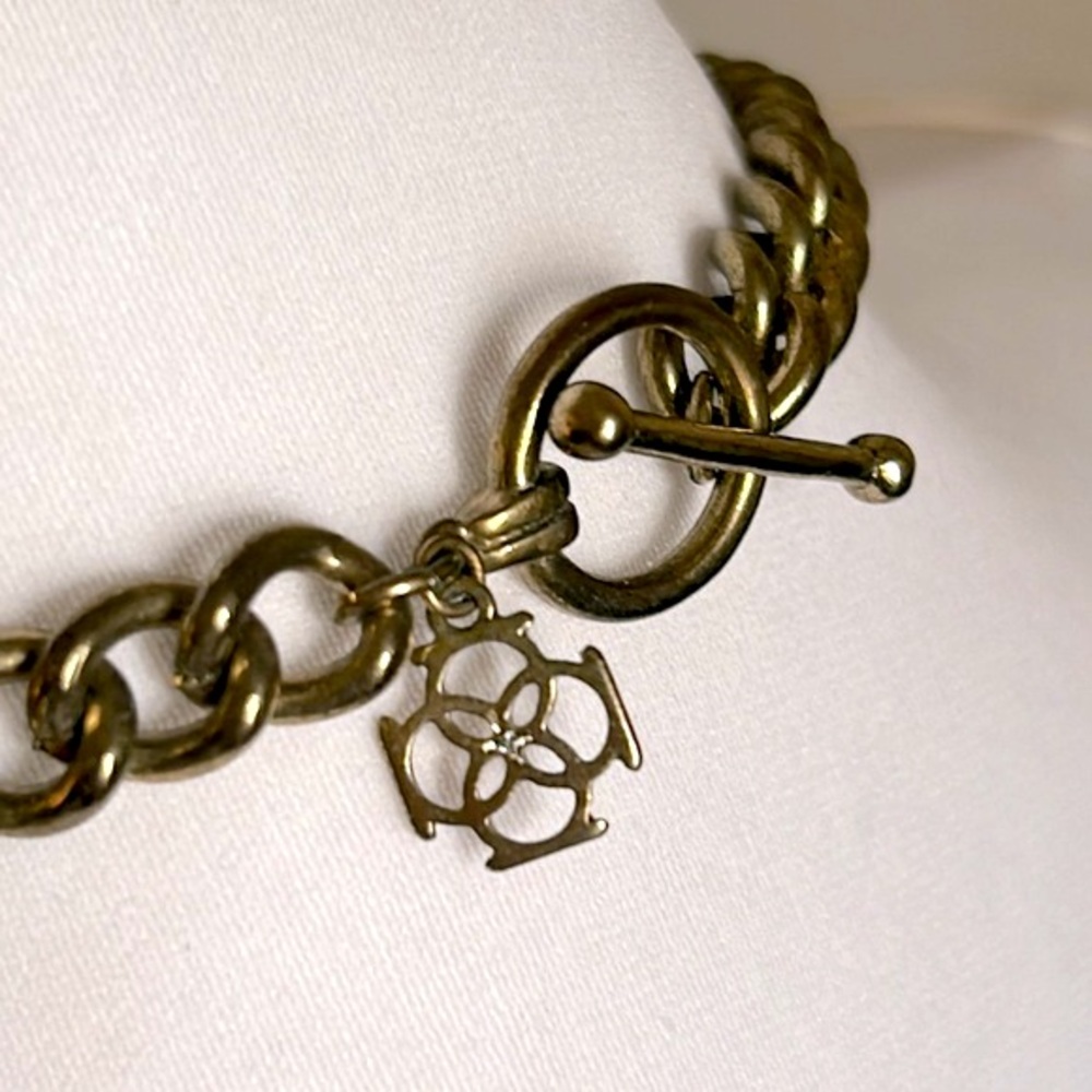 Ann Taylor Chunky Bold Statement Faceted Rhinestone and Gold Tone Link Necklace - Picture 5 of 7